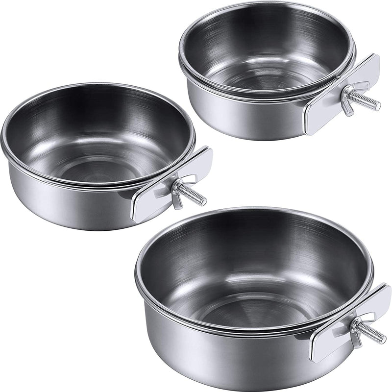 3 Pieces Bird Feeding Dish Cups Stainless Steel Parrot Feeding Cups Animal Cage Water Food Bowl Bird Cage Cups Holder with Clamp Holder for Bird Parrot Water Food Dish Feeder (S) Animals & Pet Supplies > Pet Supplies > Bird Supplies > Bird Cage Accessories > Bird Cage Food & Water Dishes Boao S, M, L  