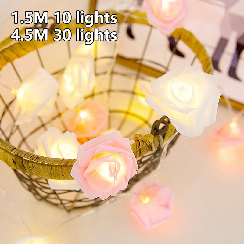HOTBEST 10 Led Battery Operated String Romantic Flower Rose Fairy Light Lamp Outdoor for Valentine'S Day, Wedding, Room, Garden, Christmas, Patio, Festival Party Decor Warm White Home & Garden > Decor > Seasonal & Holiday Decorations HOTBEST   