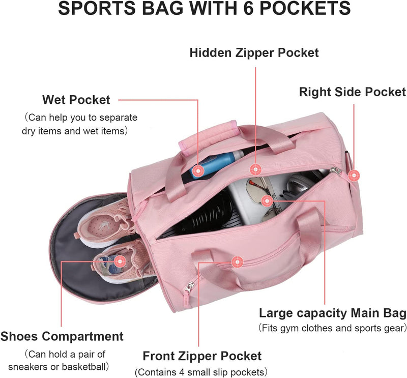 Sport Gym Bag for Women，Tote Travel Duffel Bag Overnight Workout Bag Weekender Bag Home & Garden > Household Supplies > Storage & Organization HYC00   