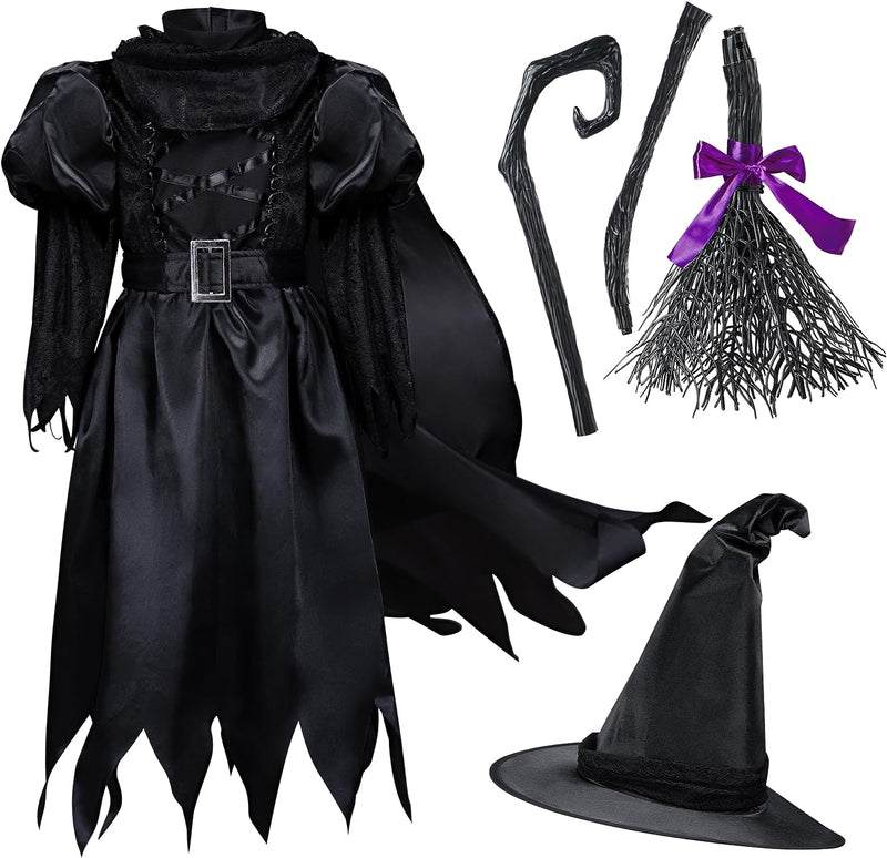 Spooktacular Creations Girl'S Black Witch Costume for Halloween Costume Party, Classic Black Witch Costume with Broom  Spooktacular Creations   