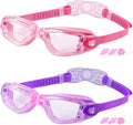 Kids Swim Goggles, 2 Packs Swimming Goggles for Kids Girls Boys and Child Age 4-16 Sporting Goods > Outdoor Recreation > Boating & Water Sports > Swimming > Swim Goggles & Masks COOLOO 01.purple/Clear Lens&light Pink/Clear Lens  