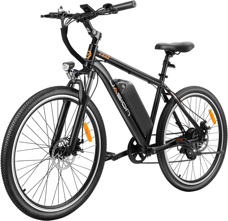 Jasion EB5 Electric Bike for Adults with 360Wh Removable Battery, 40Miles 20MPH Commuting Electric Mountain Bike with 350W Brushless Motor, Shimano 7 Speed, 26" Tires and Front Fork Suspension Sporting Goods > Outdoor Recreation > Cycling > Bicycles GUANGDONG SHUNDE JUNHAO SCIENCE & TECHNOLOGY DEVELOPMENT CO.,LTD Dark  