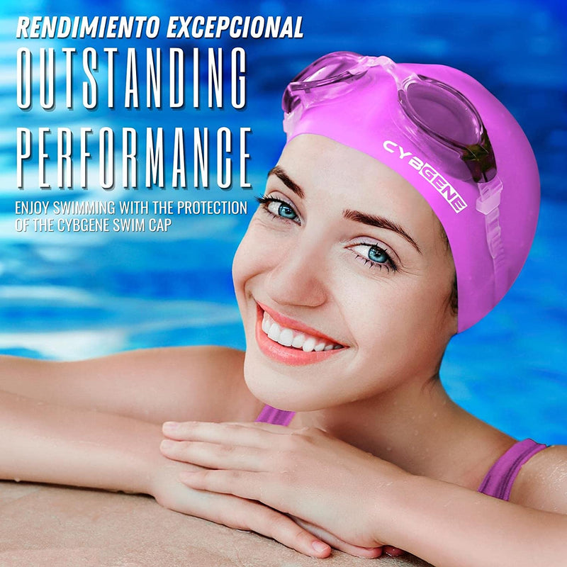 Cybgene Silicone Swim Cap, Unisex Swimming Cap for Women and Men, Comfortable Bathing Cap Ideal for Short Medium Long Hair Sporting Goods > Outdoor Recreation > Boating & Water Sports > Swimming > Swim Caps CybGene   