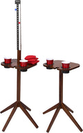 Gosports Scorecaddy Set of 2 Outdoor Scoreboard Tables with Drink Holders - Perfect Score Tracker Accessory for Backyard Cornhole and Yard Games Sporting Goods > Outdoor Recreation > Winter Sports & Activities P&P Imports, LLC [SPORTS] Dark Stain Finish  