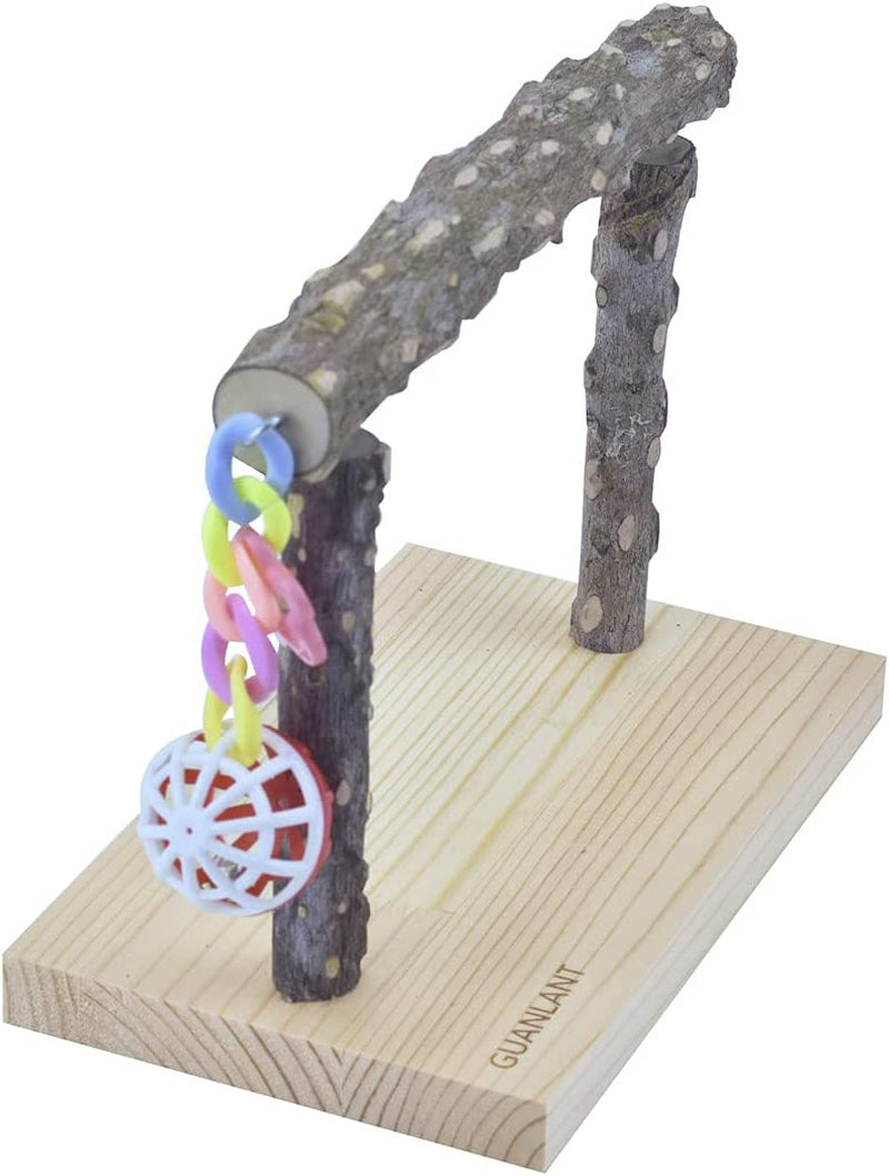 Nature Wood Parrot Table Training Perches Stands, Birdcage Stands with Foraging Bell Toys, Birds Foot Toy Stands, Parakeet Playground Conure Table Scale Perches for Budgies Cockatiel Lovebirds Finch Animals & Pet Supplies > Pet Supplies > Bird Supplies GUANLANT   