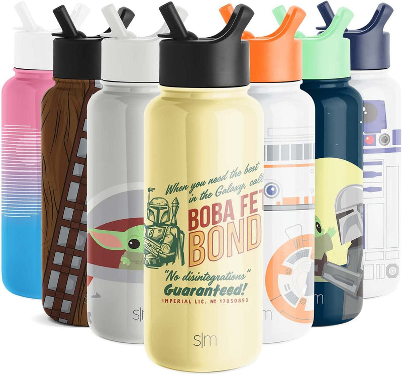 Simple Modern Star Wars Character Insulated Tumbler Cup with Flip Lid and Straw Lid | Reusable Stainless Steel Water Bottle Iced Coffee Travel Mug | Classic Collection | 24Oz Boba Fett Bonds Home & Garden > Kitchen & Dining > Tableware > Drinkware Simple Modern SW-Boba Fett Bonds 32oz Water Bottle 