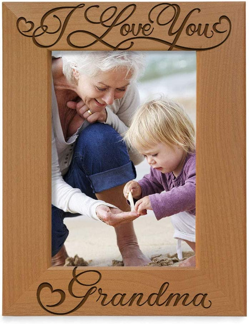 I Love You Grandma, Grandparent'S Day, Best Grandma Ever, Grandma & Me, Engraved Natural Wood Picture Frame from Granddaughter, Grandson (5X7 Vertical) Home & Garden > Decor > Picture Frames KATE POSH 4x6 Vertical  