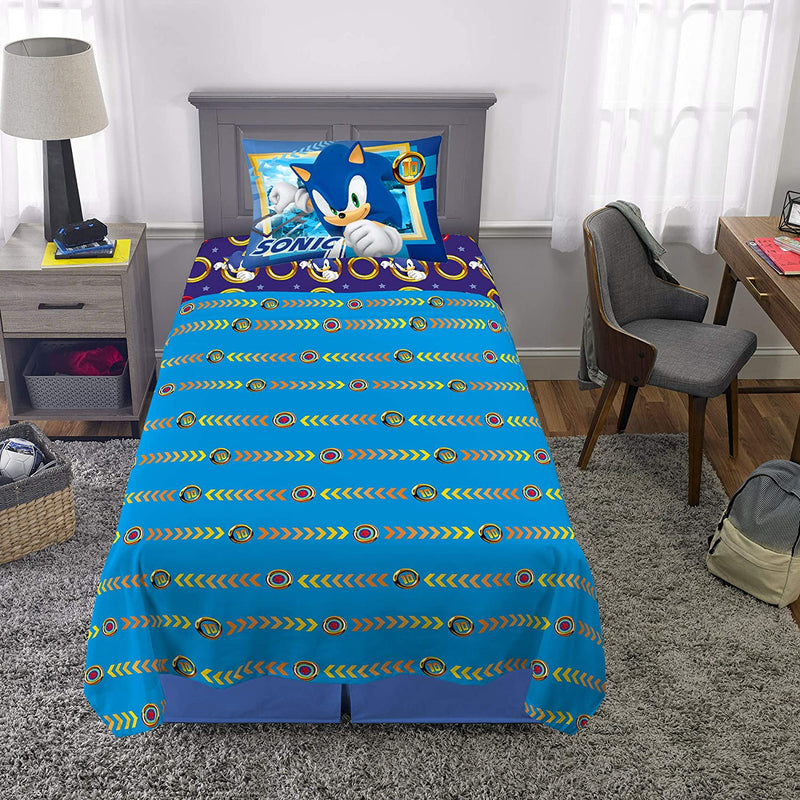 Franco Kids Bedding Super Soft Microfiber Sheet Set, Twin, Sonic the Hedgehog, Anime Home & Garden > Linens & Bedding > Bedding Franco   