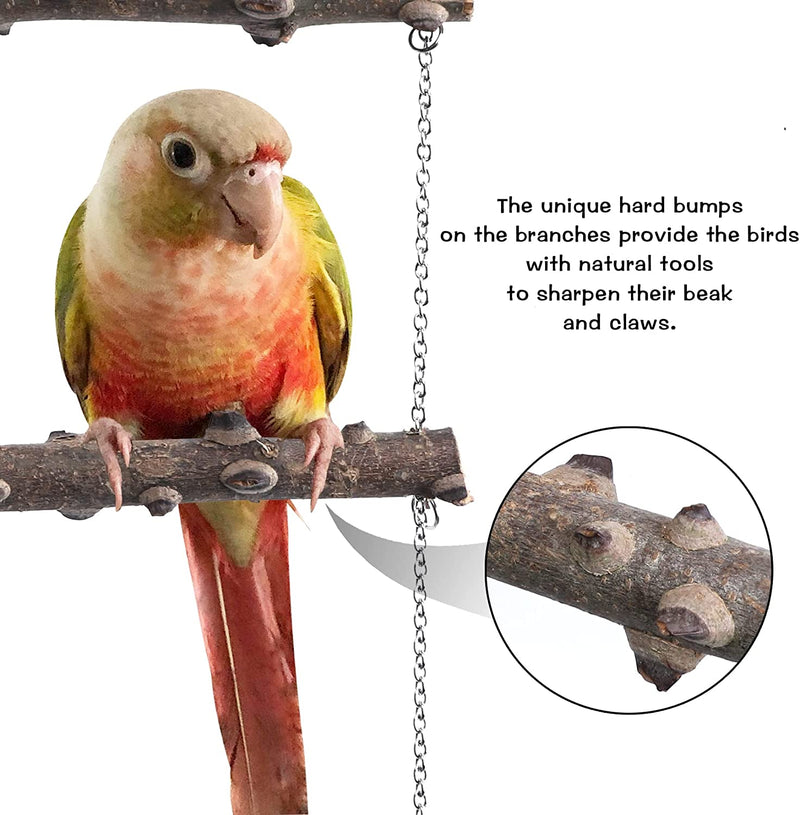 48 Inch 7-Step Adjustable Spacing Natural Wood Bird Perches Swings Ladders Bird Perch Stand Toy for Bird Parrots Entertainment Stress Relief Animals & Pet Supplies > Pet Supplies > Bird Supplies PPCLION   