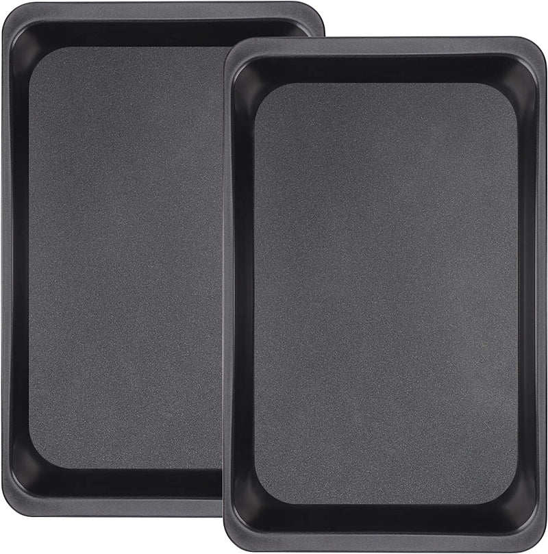 Suice 3 Pcs Nonstick Baking Pan Set, 14.5 X 10 & 12 X 7 & 9 X 6 Inch Cookie Sheet Toaster Oven Pan Carbon Steel Bakeware for Daily Baking, Roasting, Cooking, Home Kitchen & Commercial Use - Black Home & Garden > Kitchen & Dining > Cookware & Bakeware Suice Thin 12x7"-Black 