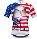 Cycling Jersey Short Sleeve USA Style Bike Tops with Pocket Reflective Stripe Sporting Goods > Outdoor Recreation > Cycling > Cycling Apparel & Accessories redorange Usa Large 