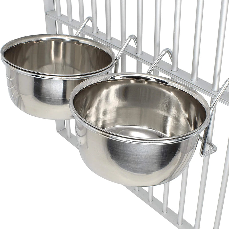 Bonka Bird Toys 800122 2Pk 20Oz Stainless Steel Clamp Cups Feeder Bolt Small Accessories Feed Feeders Seed Tidy Animals & Pet Supplies > Pet Supplies > Bird Supplies > Bird Cage Accessories > Bird Cage Food & Water Dishes Bonka Bird Toys Hook 2pk 10oz Hook 