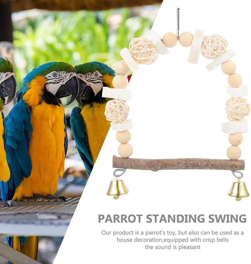 POPETPOP Parrot Toys Wood Bird Swing Toy Bird Perch with Chewing Rope Toys for Lovebirds Finches Parakeets Budgerigars Conure Small Birds Animals & Pet Supplies > Pet Supplies > Bird Supplies POPETPOP   