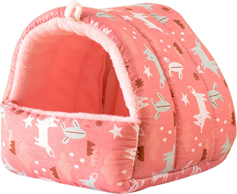 Hamster Nest Warm Cotton Nest Comfortable Large Hideout - Washable Guinea Pig Cage Accessories for Guinea Pigs, Chinchillas, Hamsters, Hedgehogs Small Animal Bed Cage Accessories Rose Red Strawberry S Animals & Pet Supplies > Pet Supplies > Bird Supplies > Bird Cages & Stands AOKID Pink Fox Large 