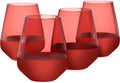 Rakle Stemless Wine Glasses – Set of 4 Red Colored Wine Glasses – 14.3Oz Colorful Wine Glasses – Lead-Free Premium Glass – Stemless Drinking Glasses for Cocktails, Wine, Bar Drinks Home & Garden > Kitchen & Dining > Tableware > Drinkware RAKLE Red Matte  