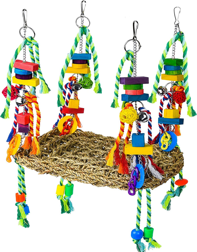 Pomeyard Bird Toys for Parakeets Toys Bird Foraging Wall Toy Conures Cockatiel Bird Cage Accessories Parrotlet Toys Small Bird Toys for Lovebirds Seagrass Swing Hammock for Parrot Budgie with Bells Animals & Pet Supplies > Pet Supplies > Bird Supplies > Bird Toys Pomeyard   