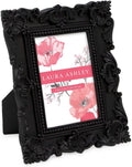 Laura Ashley 5X7 Black Ornate Textured Hand-Crafted Resin Picture Frame with Easel & Hook for Tabletop & Wall Display, Decorative Floral Design Home Décor, Photo Gallery, Art, More (5X7, Black) Home & Garden > Decor > Picture Frames Laura Ashley Black 2x3 