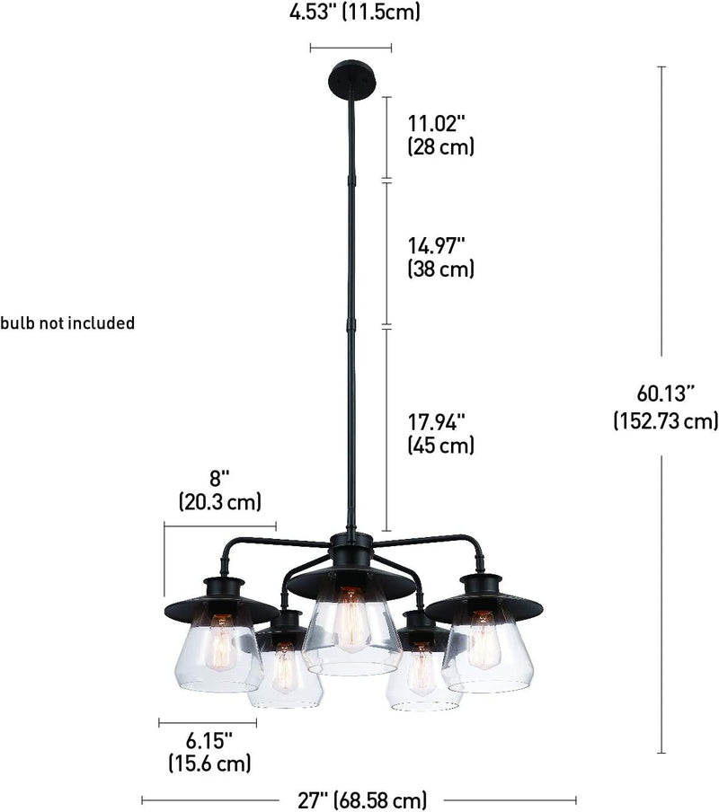 Globe Electric 60471 Nate 5-Light Chandelier, Oil Rubbed Bronze, Clear Glass Shades