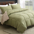 TOPGREEN Grey/Coral Reversible down Alternative Comforter, Full/Queen Bed Duvet Insert, All-Season Ultra-Soft Fluffy 275GSM Bio-Based Microfiber Quilted Duvet Comforter with Tabs, 90X90 Home & Garden > Linens & Bedding > Bedding > Quilts & Comforters TOPGREEN Green/Tan King 
