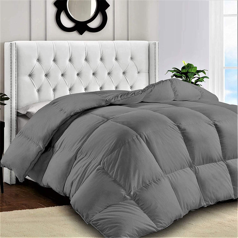 Lux Decor Collection King Comforter - Quilted Duvet Insert with Corner Tabs - Box Stitched down Alternative Comforter - All Season Duvet Insert (King, Navy) Home & Garden > Linens & Bedding > Bedding > Quilts & Comforters Lux Decor Collection Grey King 