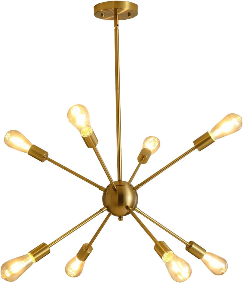 SUSVQLXG Gold Sputnik Chandeliers 8-Light Modern Pendant Light with E26 Base Adjustable Vintage Ceiling Light Fixture for Kitchen Dining Room Living Room Bedroom Hallway Home & Garden > Lighting > Lighting Fixtures > Chandeliers SUSVQLXG Copper 8-Light 