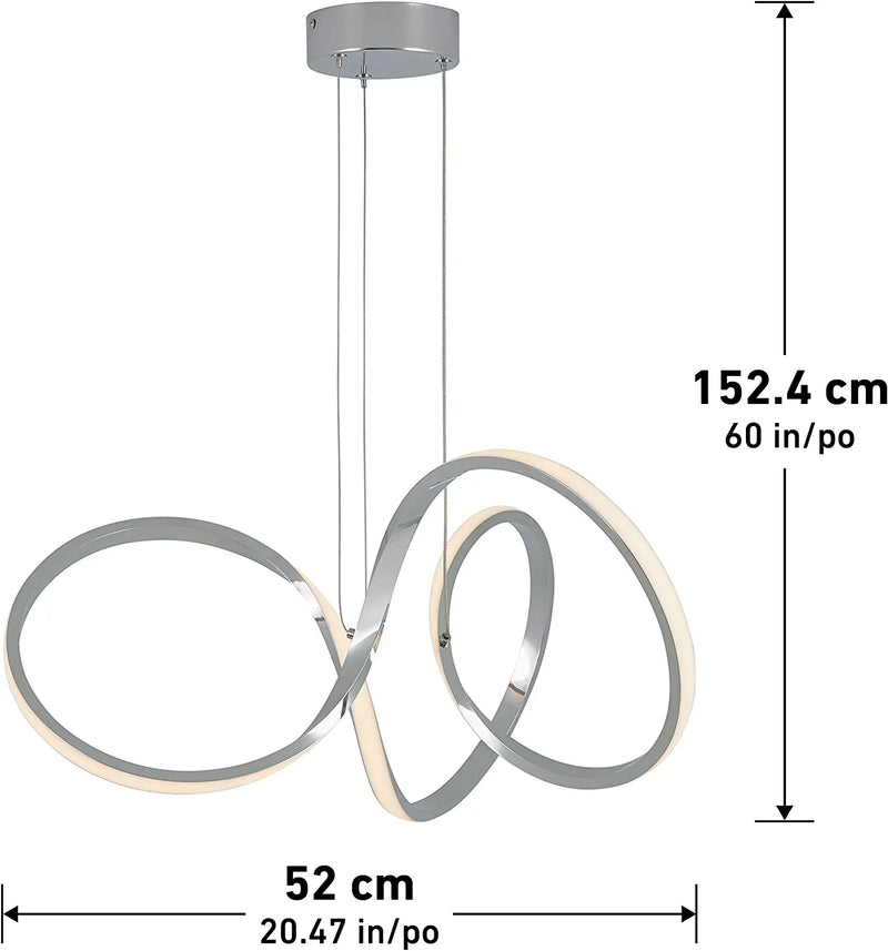 Artika Swirl Integrated LED Modern Pendant Light Fixture, Energy Efficient - Spiraling Suspension Light - Chrome Finish Hanging Light for Dining Room 30W Home & Garden > Lighting > Lighting Fixtures ARTIKA   