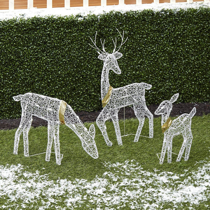 Randolph Set of 3 White Glittered Doe, Fawn and Fawn Lighted Christmas Outdoor Decoration,Outdoor Christmas,Winter Decoration for Front Yards  Randolph   
