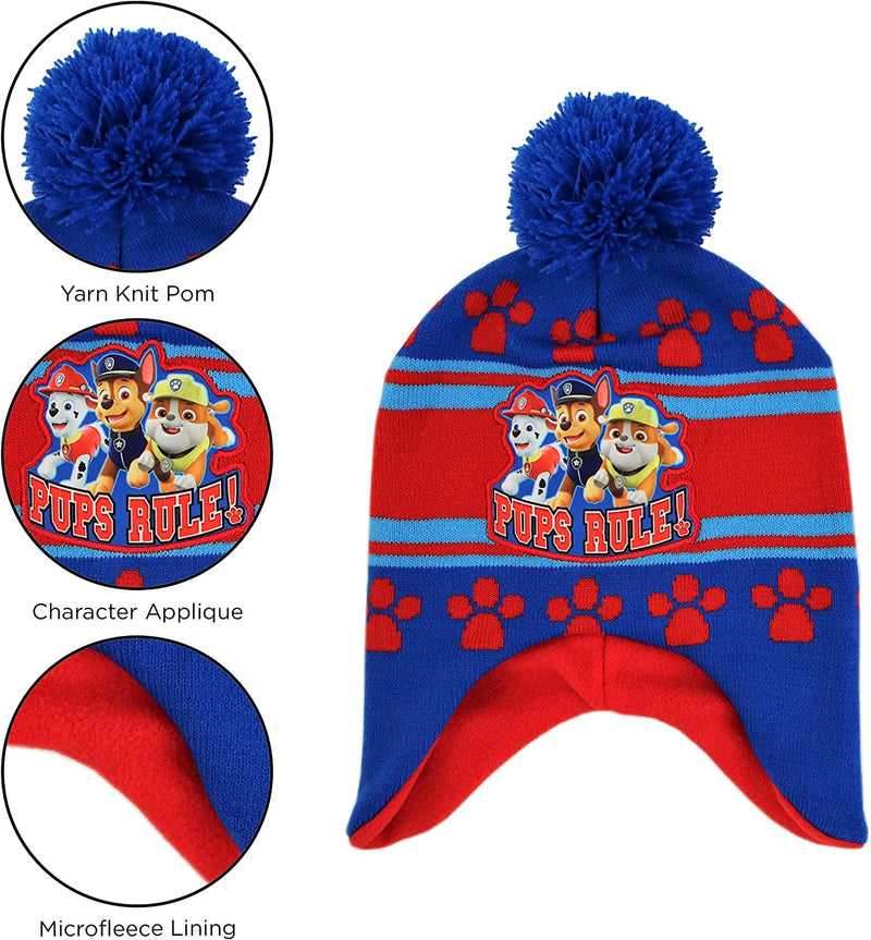 Nickelodeon Boys Winter Hat Set, Paw Patrol'S Marshall, Chase and Rubble Toddler Beanie and Mittens for Kids Age 2-4 Sporting Goods > Outdoor Recreation > Winter Sports & Activities Nickelodeon   