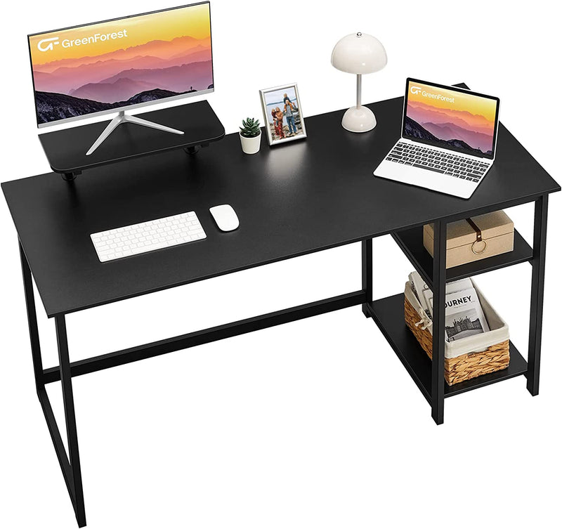 Greenforest Home Office Computer Desk with Monitor Stand and Reversible Storage Shelves,47 Inch Modern Writing PC Work Table,Easy Assembly,Walnut Home & Garden > Household Supplies > Storage & Organization GreenForest Black 47 inch 