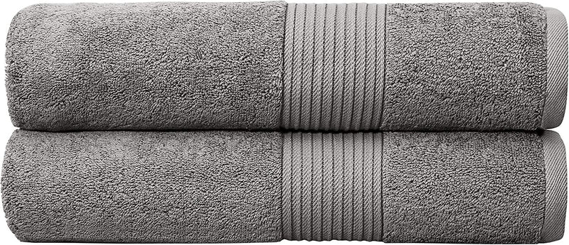 Luxury Extra Large Oversized Bath Towels | Hotel Quality Towels | 650 GSM | Soft Combed Cotton Towels for Bathroom | Home Spa Bathroom Towels | Thick & Fluffy Bath Sheets | Dark Grey - 4 Pack Home & Garden > Linens & Bedding > Towels Bumble Towels Grey 34" x 56" 2 Pack 