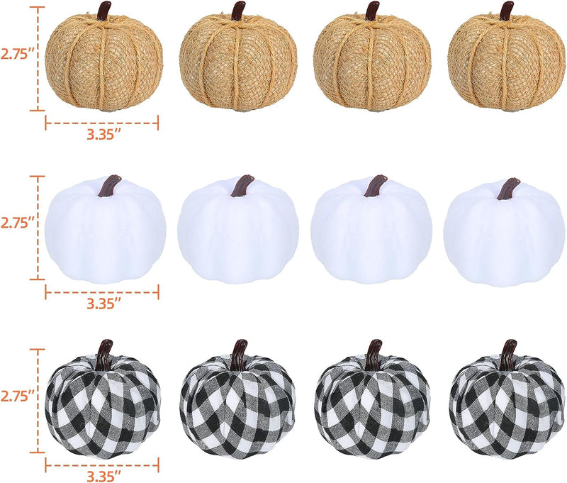 Ticlooc 12Pcs Mixed Artificial Fake Harvest Pumpkins for Fall Wedding Thanksgiving Halloween Decoration  Ticlooc   