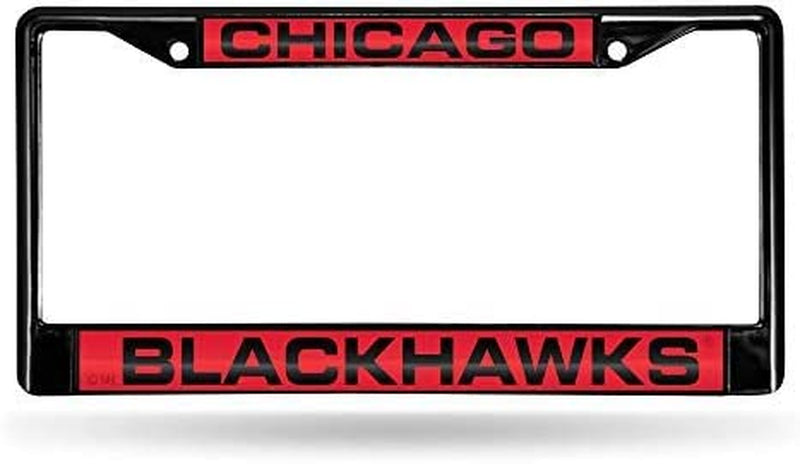 Rico Industries NHL Black Laser Cut Chrome Frame 12" X 6" Black Laser Cut Chrome Frame - Car/Truck/Suv Automobile Accessory Sporting Goods > Outdoor Recreation > Winter Sports & Activities Rico Industries Chicago Blackhawks  