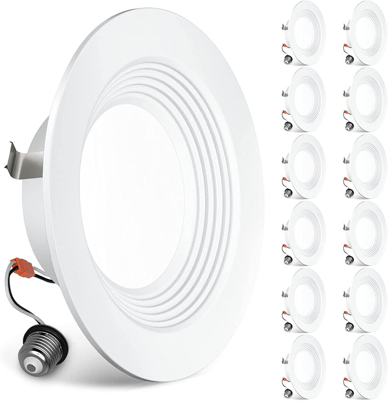 BBOUNDER 12 Pack 5/6 Inch LED Recessed Downlight, Baffle Trim, Dimmable, 12.5W=100W, 5000K Daylight, 950 LM, Damp Rated, Simple Retrofit Installation -No Flicker Home & Garden > Lighting > Flood & Spot Lights BBOUNDER 3000k Warm White 4 Inch 