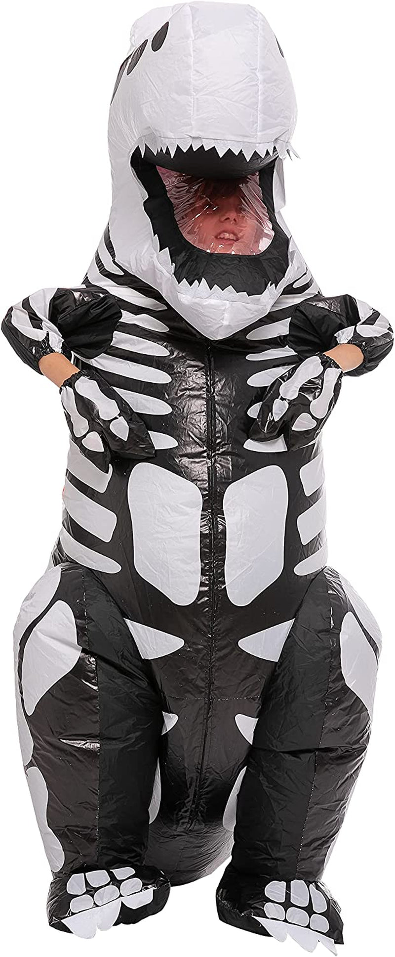 Spooktacular Creations Inflatable Halloween Costume over 8 Ft Skeleton Dinosaur Full Body Skeleton T-Rex Inflatable Costume - Child  7 years and up   