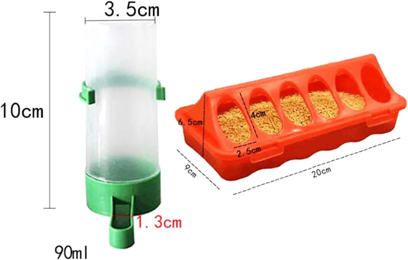And Water Feeder Set Poultry Chick Waterer Bowl Bird Watering Bottle Small Animals Feeding Bucket Water Feeder, Medium Animals & Pet Supplies > Pet Supplies > Bird Supplies > Bird Cage Accessories > Bird Cage Food & Water Dishes Fonowx   