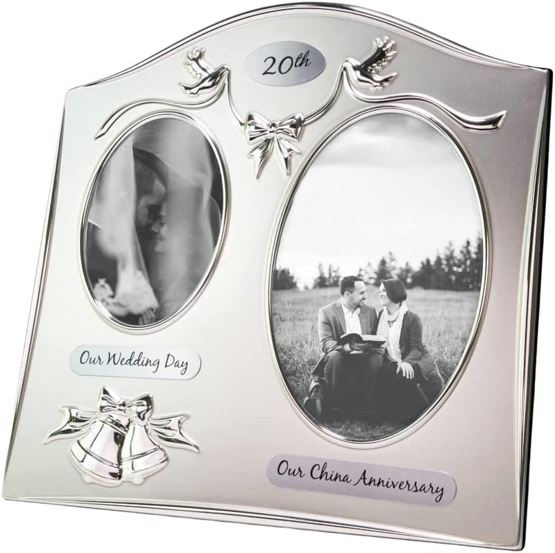 Haysom Interiors Traditional Two Tone Silver Plated 25Th Silver Anniversary Double Picture Frame Home & Garden > Decor > Picture Frames Haysom Interiors 20th  