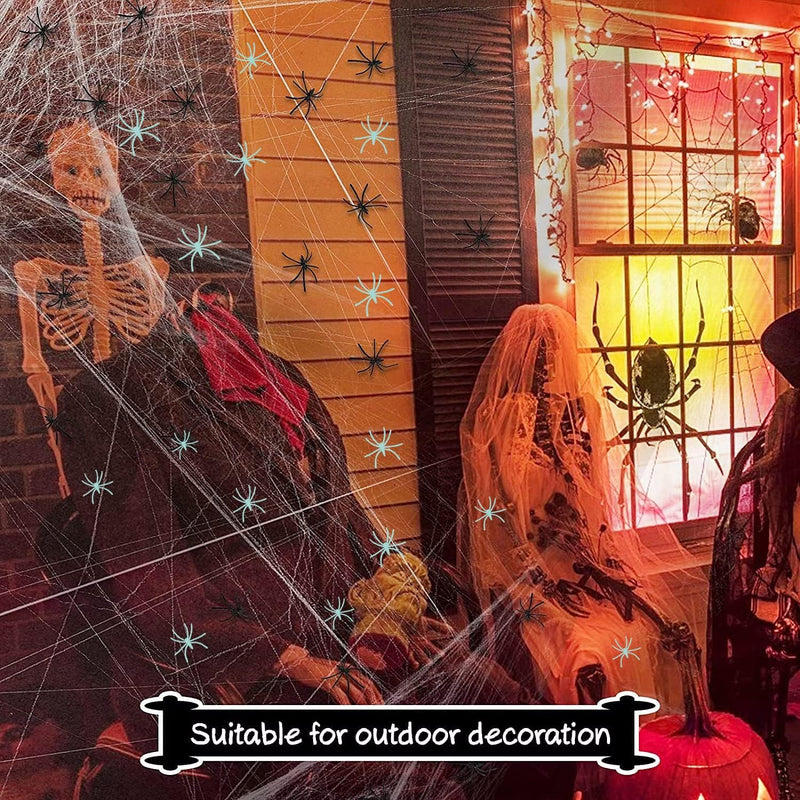 300 Sqft Halloween Spider Web Decorations, with 10 Glow in the Dark+10 Black Fake Scary Spiders, Super Stretch Cobwebs Creepy Halloween Indoor Outdoor Office Party Supplies (300 Sqft Web+20 Spider)  Mowane   