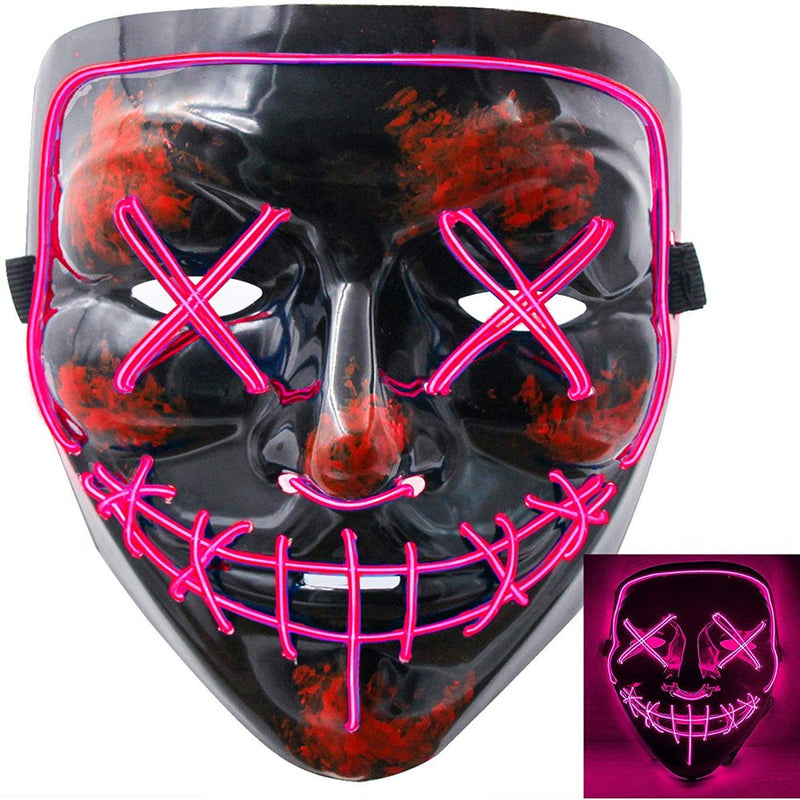 Tagital Halloween Mask LED Light up Funny Masks the Purge Movie Scary Festival Costume Apparel & Accessories > Costumes & Accessories > Masks Tagital Pink  