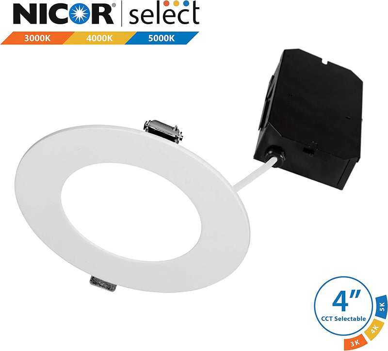 NICOR Lighting DLE4 Select Series 4 In. Flat Panel LED Downlight (DLE43120SRDWH), White