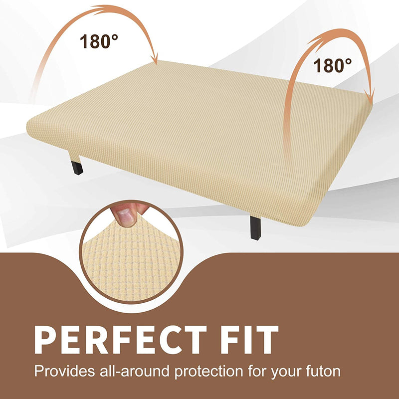 JIVINER Stretch Futon Cover Universal Armless Sofa Slipcover Non Slip Spandex Sofa Bed without Armrest Cover Soft Spandex Futon Slipcover with Elastic Bands (Futon, Beige) Home & Garden > Decor > Chair & Sofa Cushions JWN E-Commerce   