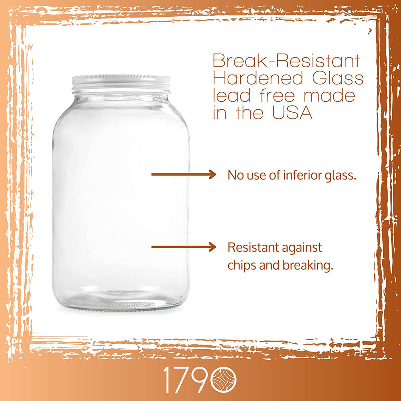 Large Glass Jars with Lid - Wide Mouth 1 Gallon Glass Jar with Lid - Glass Gallon Jar for Kombucha & Sun Tea - Gallon Mason Jars Are Large Glass Jars with Lids 1 Gallon for Food Storage - 2 Pack Home & Garden > Household Supplies > Storage & Organization 1790   