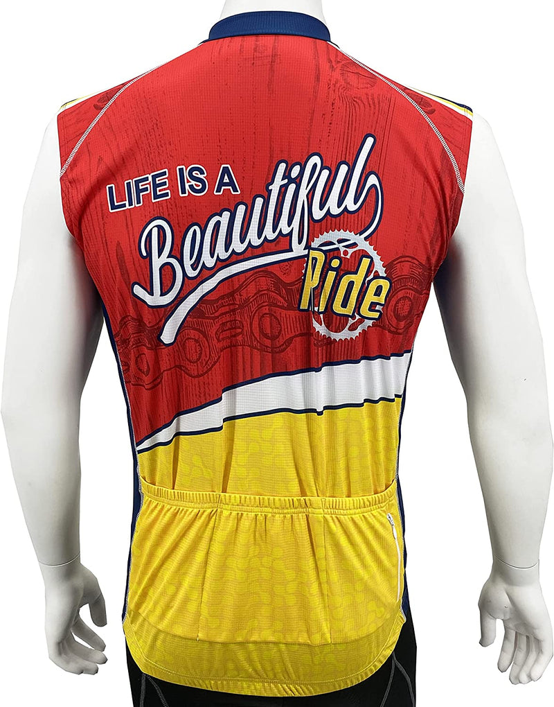 Life Is a Beautiful Ride II Men'S Sleeveless Cycling Jersey Sporting Goods > Outdoor Recreation > Cycling > Cycling Apparel & Accessories Peak 1 Sports   