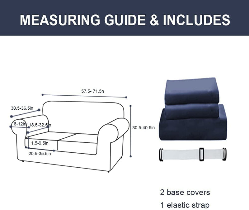 FY FIBER HOUSE Sofa Couch Cover for 2 Cushion Couch Loveseat Covers Love Seat Slip on Cover for Living Room Velvet 1 Piece Stretch Protector for Dogs, Navy (57.5"-71.5") Home & Garden > Decor > Chair & Sofa Cushions FY FIBER HOUSE   