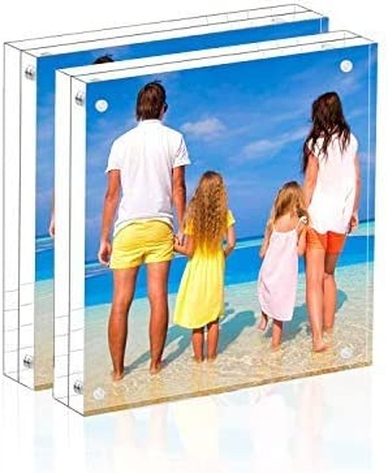 Meetu Acrylic Picture Frame 4X6,Clear Freestanding Double Sided 20Mm Thickness Frameless Magnetic Photo Frames Desktop Display with Gift Box Package(5 Pack) Home & Garden > Decor > Picture Frames Meetu 5x5"(2 Pack)  