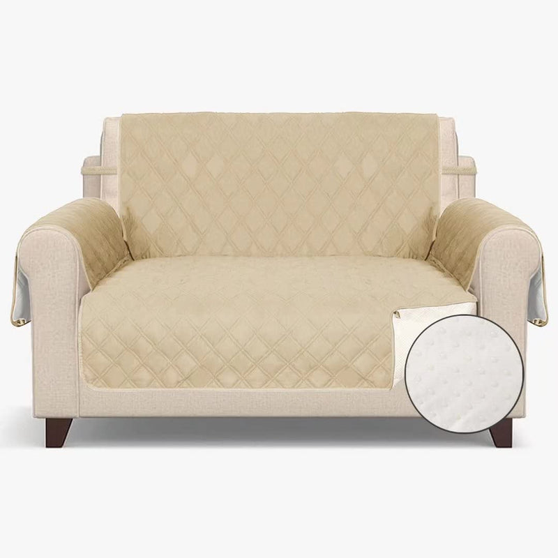 TOMORO Non Slip Chair Sofa Slipcover - 100% Waterproof Quilted Sofa Cover Furniture Protector with 5 Storage Pockets, Couch Cover for Kids, Dogs, Pets, Fits Seat Width up to 23 Inch Home & Garden > Decor > Chair & Sofa Cushions TOMORO Beige 46"-Loveseat 