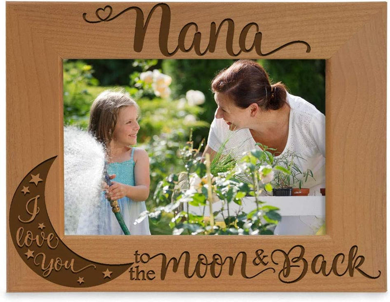 KATE POSH - Nana I Love You to the Moon and Back Engraved Natural Wood Picture Frame, Mother'S Day Gifts for Grandma, Birthday Gifts, Best Grandma Ever, Granddaughter & Grandson (5X7-Vertical) Home & Garden > Decor > Picture Frames KATE POSH 4" x 6" Horizontal  