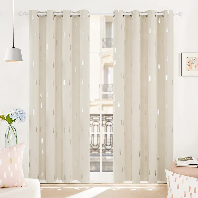 Deconovo Curtains Blue - Blackout Curtains 84 Inch Length 2 Panels, Silver Printed Room Darkening Curtains Grommet, Living Room Thermal Insulated Curtain Drapes, Sliding Door Curtains 52*84 Inch Home & Garden > Decor > Window Treatments > Curtains & Drapes Deconovo Cream W52 x L84 Inch 
