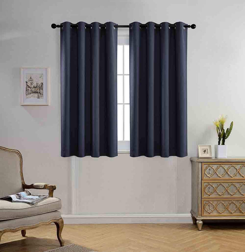Miuco Room Darkening Texture Thermal Insulated Blackout Curtains for Bedroom 1 Pair 52X63 Inch Black Home & Garden > Decor > Window Treatments > Curtains & Drapes MIUCO Navy Blue 52x63 inch 
