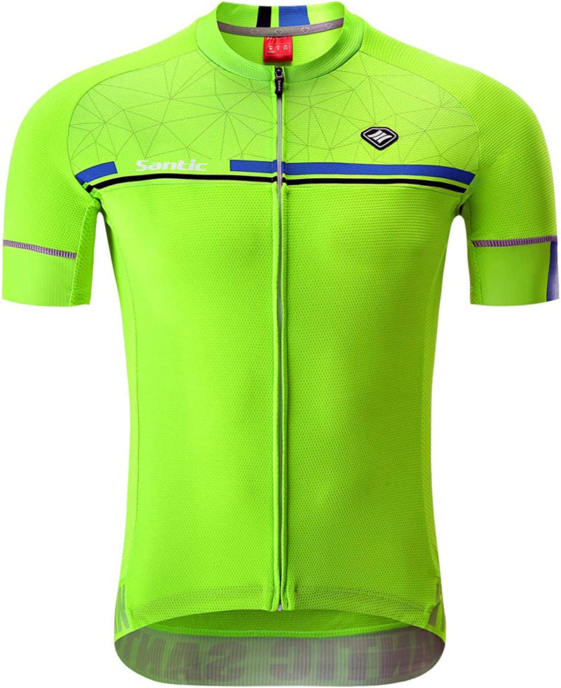 Santic Men'S Cycling Jersey Shorts Sleeve Tops Pro Road Bike Bicycle Shirt Full Zip MTB Clothing with Pockets Sporting Goods > Outdoor Recreation > Cycling > Cycling Apparel & Accessories SANTIC(QUANZHOU) SPORTS CO.,LTD. Green-2162 XX-Large 