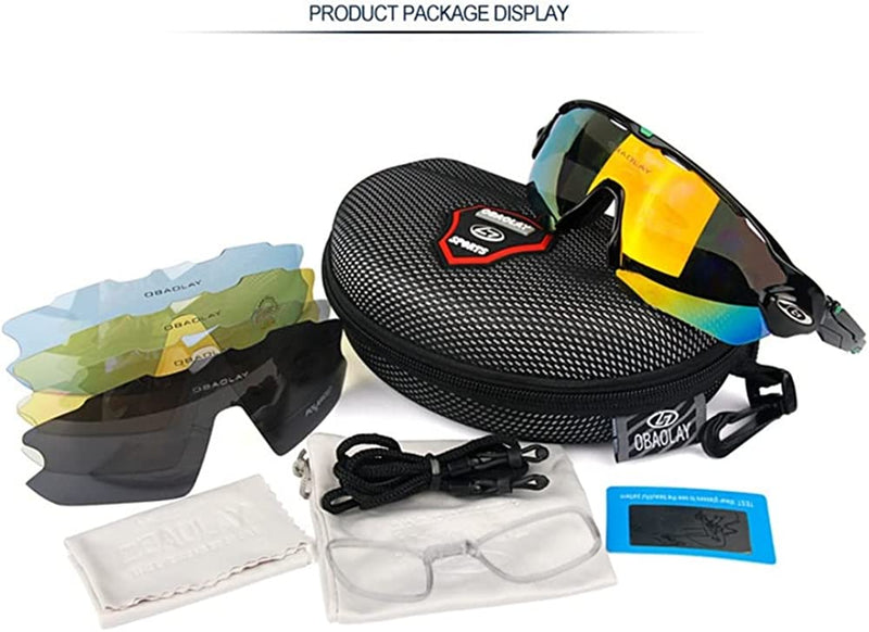 Bicycle Eyewear Glasses Outdoor Sports Cycling Glasses Cycling Glasses Polarized Windproof Myopia Cycling Goggles (All Black Frame + Red Metal + Black Foot Cover) Sporting Goods > Outdoor Recreation > Cycling > Cycling Apparel & Accessories 2022   